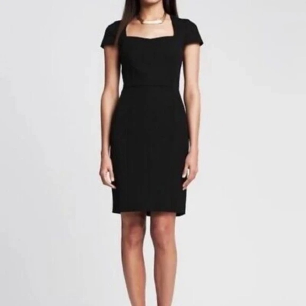 Banana Republic Sloan Dress Black Sz10 LBD Stretch NWT Cocktail Party Office - Picture 1 of 11